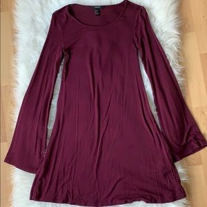 Forever 21 Long Sleeve Maroon Dress